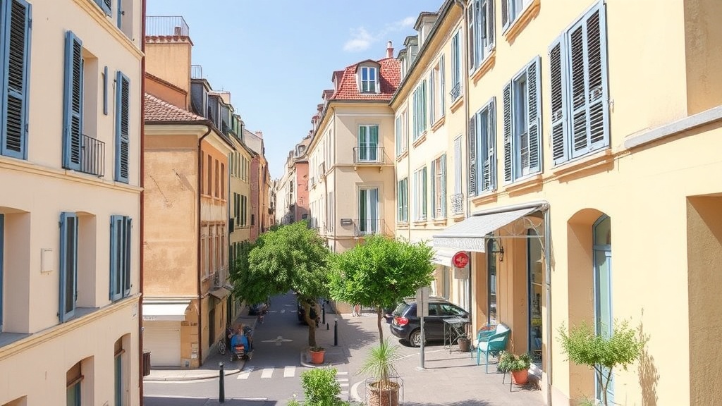 Appartement à vendre Aix-en-Provence centre : salon lumineux avec parquet et balcon donnant sur une rue typique du centre-ville